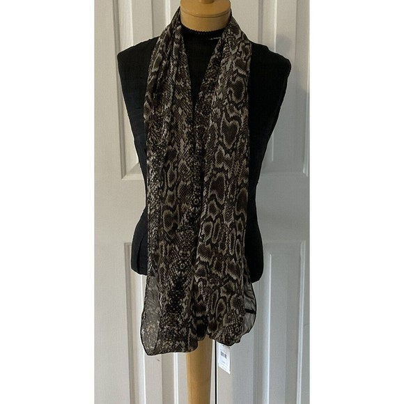 CALVIN KLIEN Women’s Snakeskin Design Wide Infinity Loop Scarf NEW WITH TAGS - Picture 1 of 9